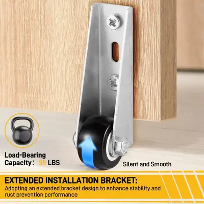 0.9-inch 2-8PCS Quiet Rubber Caster Wheels, Rolling Casters with Vertical Installation of Extended Bracket, Non-Slip Swivel H...