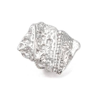 Non-Tarnish Hammered Rectangle 304 Stainless Steel Open Cuff Ring for Women Men