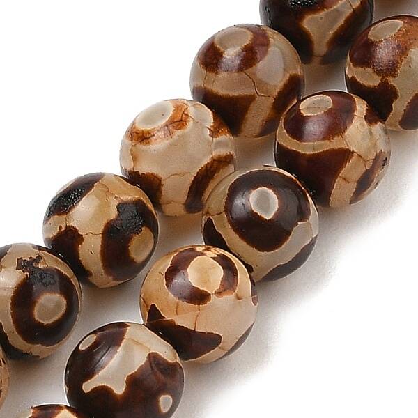 Natural Tibetan 3-Eye dZi Agate Beads Strands