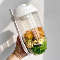 Reusable Clear Salad Cup With Lid & Fork, Portable Fitness Lightweight Salad Cup Bowl, Summer Essentials