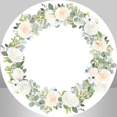 Aperturee Simple Floral White Boho Round Wedding Backdrop Kit | Backdrop For Indian Wedding | Stage Rustic Wedding Backdrop |...