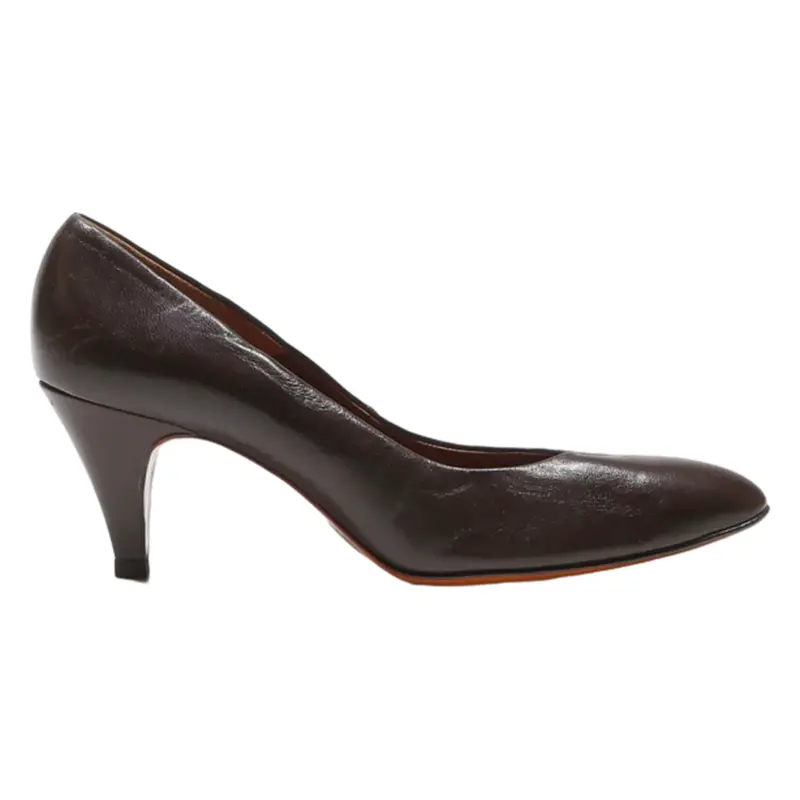 LA VALLEE Pump Heels Brown Leather Womens UK 7.5
