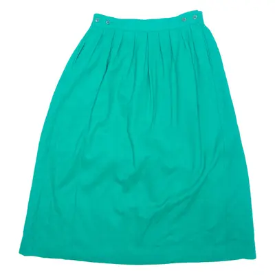 Womens A-Line Skirt Green Midi Wool M