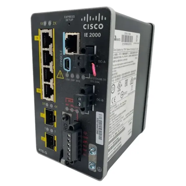 IE-2000-4TS-G-B Cisco Industrial Ethernet IE 2000 Series 4 x FE Ports 10/100Base-TX + 2 x GE SFP Ports Layer 2 Managed Fast E...