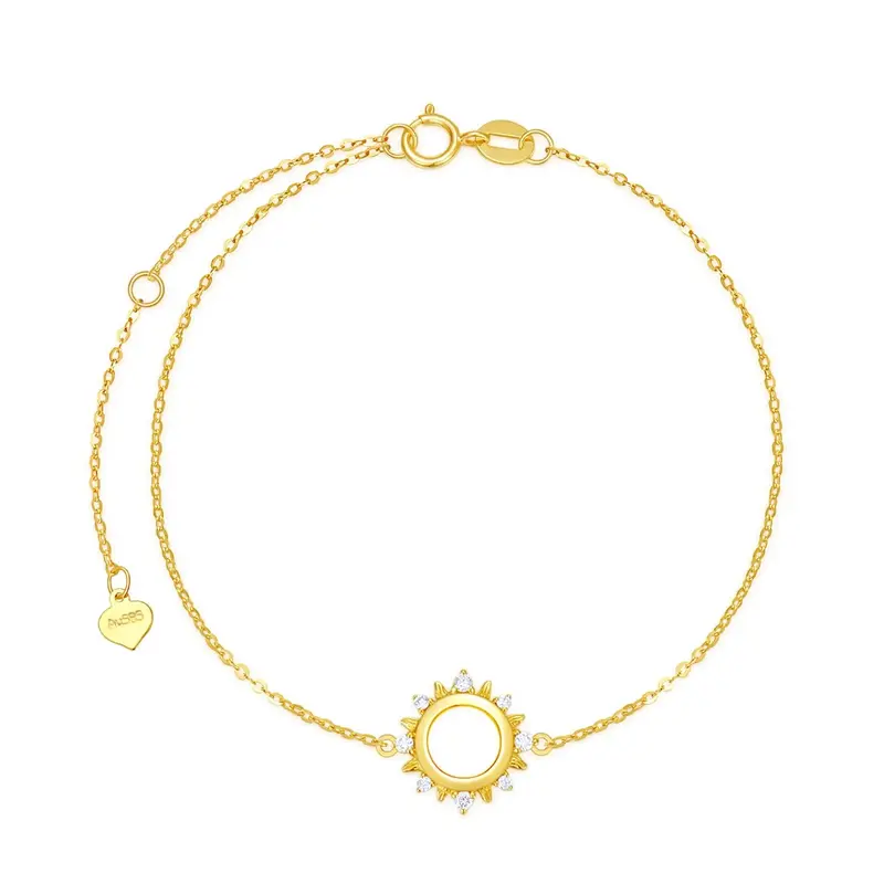 14K Gold Diamond Sun Charm Bracelet