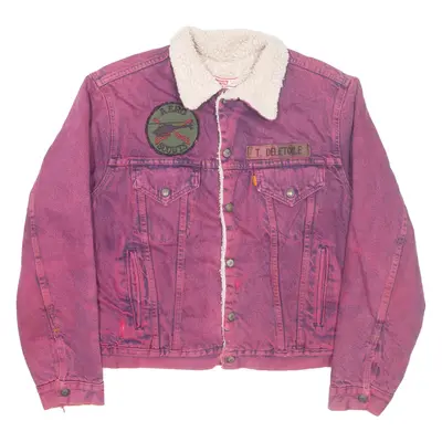 LEVI'S Womens Sherpa Lined Denim Jacket Pink M