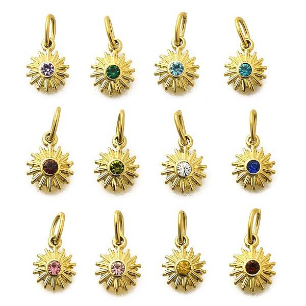 304 Stainless Steel Rhinestone Charms