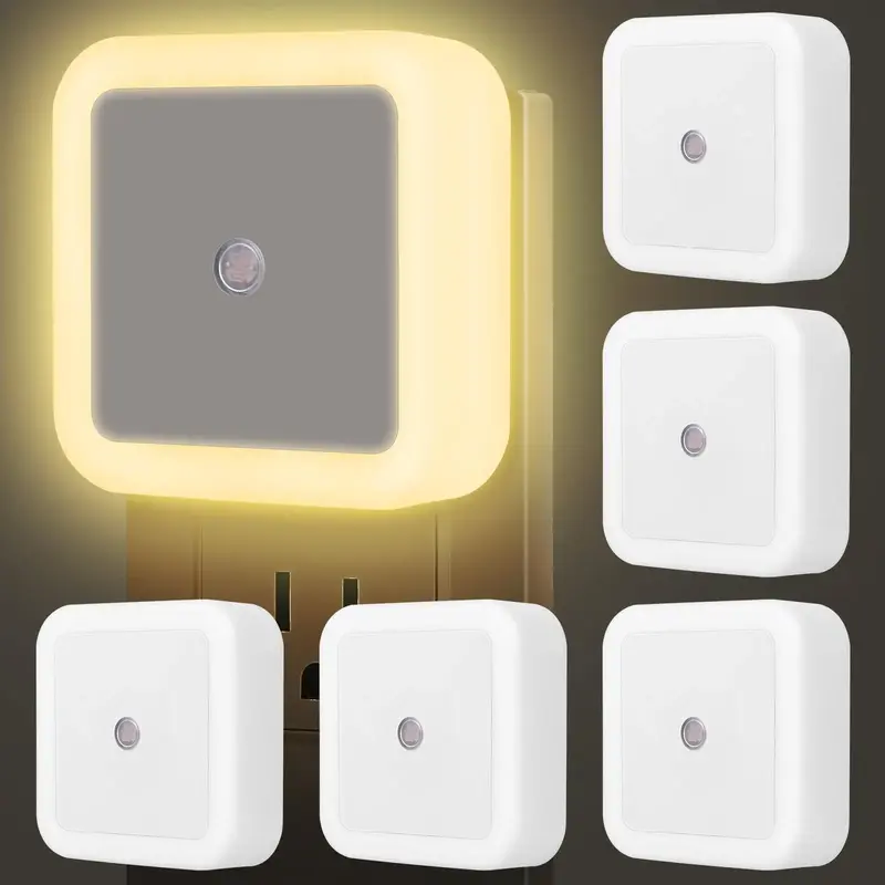 LED Night Light, Plug and Play Dimmable NightLight, 6 Counts/set Home Gadgets, Warm White LED NightLight for Bedroom, Bathroo...
