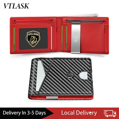 VTLASK Men's Slim Wallet with RFlD Blocking Father's Day gift preferred Ultra Thin RFID Leather Wallet Slim RFID Blocking Men...