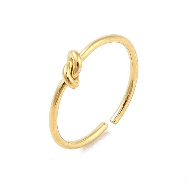 Simple Knotted 304 Stainless Steel Open Cuff Ring for Women Men