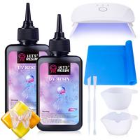 Upgraded 200g Crystal Clear&Low Odor UV Resin Kit,UV Light,Silicone Mat,Ultraviolet Epoxy Resin Hard,UV Resin Starter Kit for...
