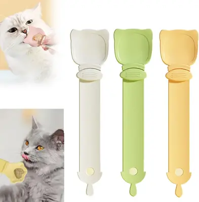 3 Pcs Multifunctional Cat Treat Squeeze Spoon Dispenser for Liquid Snacks Easy Feeding and Storage with Hanging Design