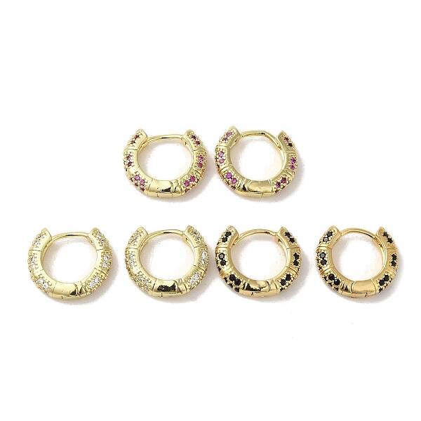 Rack Plating Brass Micro Pave Cubic Zirconia Huggie Hoop Earrings for Women