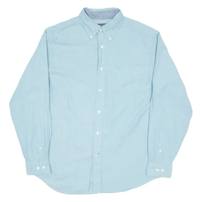 NAUTICA Mens Plain Shirt Blue Long Sleeve L