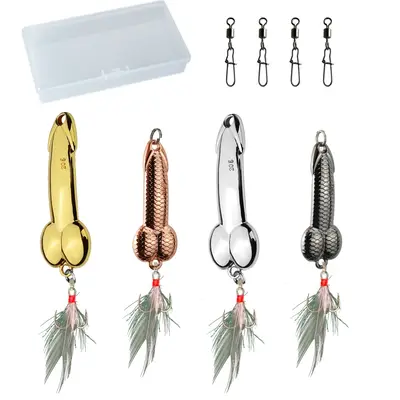 2pcs Fishing Bait Gag Gifts for Fishing Lovers Surface Fishing Lures Fishing Spoon with Feather Trident Hooks Suitable for Fr...