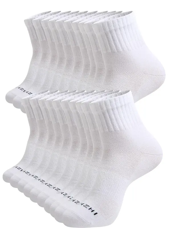 Women's Letter Print Sports Crew Socks, Athletic Mid Calf Socks, Soft Comfy Breathable Sports Hosiery for Women, Track Socks,...