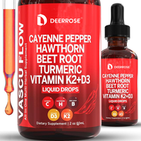 DEERROSE Cayenne Pepper Supplement Liquid Drops+Hawthorn Berry, Vitamin D3 K2 Organic Beet Root Powder, Ceylon Cinnamon, Turm...