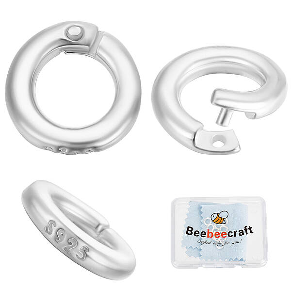 Beebeecraft 1 Box 10Pcs Locking Jump Rings OD 6mm ID 3mm 925 Sterling Silver Round Clasp 6mm Open Jump Ring for Jewelry Makin...
