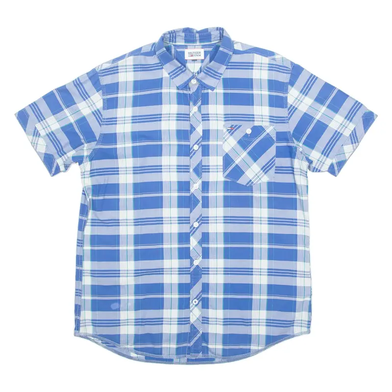 TOMMY HILFIGER Mens Shirt Blue Check XL