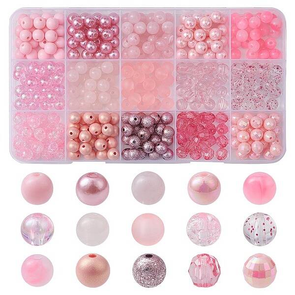 375Pcs 15 Styles Acrylic Beads