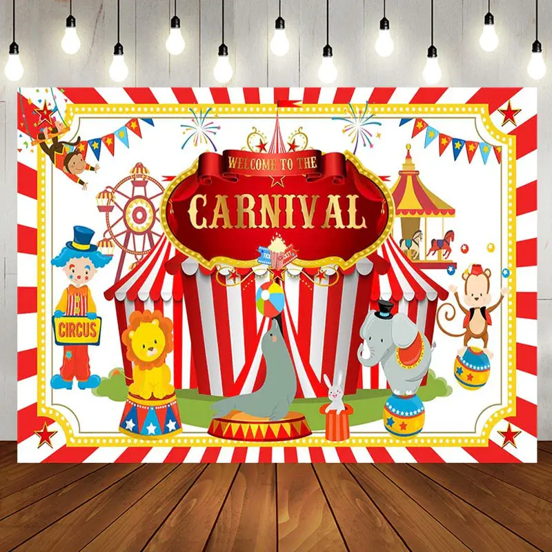 Carnival Circus Animal Show Clown Birthday Backdrop - Aperturee