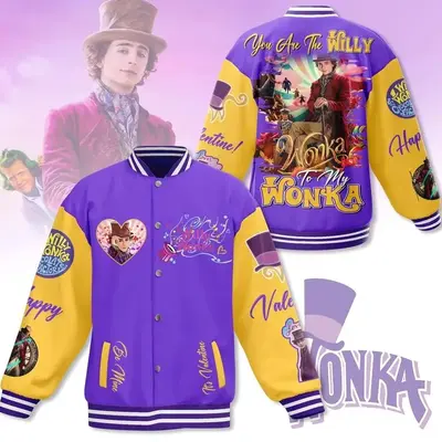 Authentic Wiillyy Wonnkaaa Bomber Baseball Jacket, Movie Baseball Jacket, Favorite Character Jacket, Sport Shirt, Comfortable...