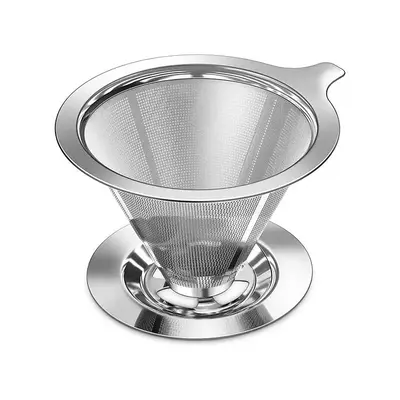 Stainless Steel Coffee Filter, 1 Set Pour Over Coffee Dripper, Reusable Coffee Making Tool for Home Office Use