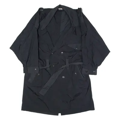 C&A Womens Trench Coat Black Nylon 90s UK 8