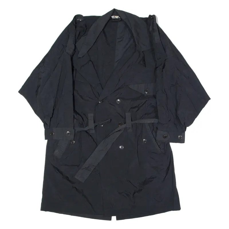 C&A Womens Trench Coat Black Nylon 90s UK 8