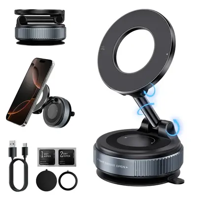 Upgraded Magnetic Phone Holder,Unpowered Version 360° Rotatable Adjustable and Foldable Magnetic & Vacuum Adsorption Car Hol...