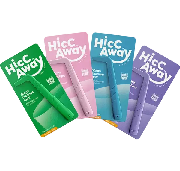 HiccAway Hiccup Straw Family Pack of 4 - Stops Hiccups Fast, as seen on Shark Tank - Clinically Proven for All Ages. Safe, re...