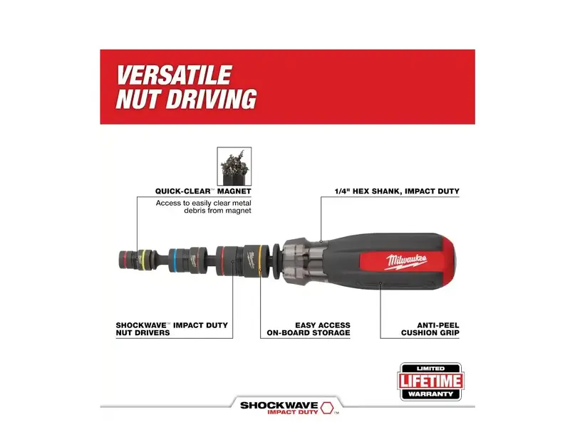 Milwaukee 48-22-2921 Multi-Nut Driver with Shockwave Nut Drivers with Magnet for Impacts