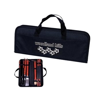 25 Promotional 8 Pc. BBQ Set - Stainless Steel & Wooden Handles