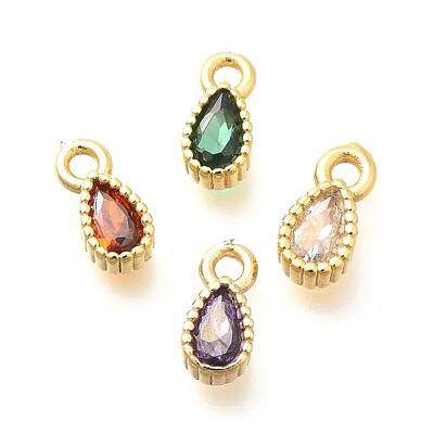 Brass Micro Pave Cubic Zirconia Charms