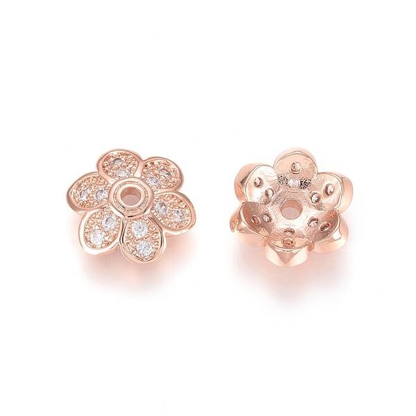 Brass Micro Pave Cubic Zirconia Bead Cap