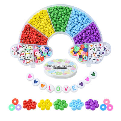 Opaque Acrylic & Handmade Polymer Clay & Glass Seed Beads Set