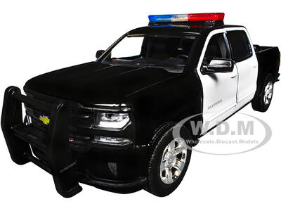 2017 Chevrolet Silverado 1500 LT Z71 Crew Cab Pickup Truck Black and White with Flashing Light Bar and Front and Rear Lights ...