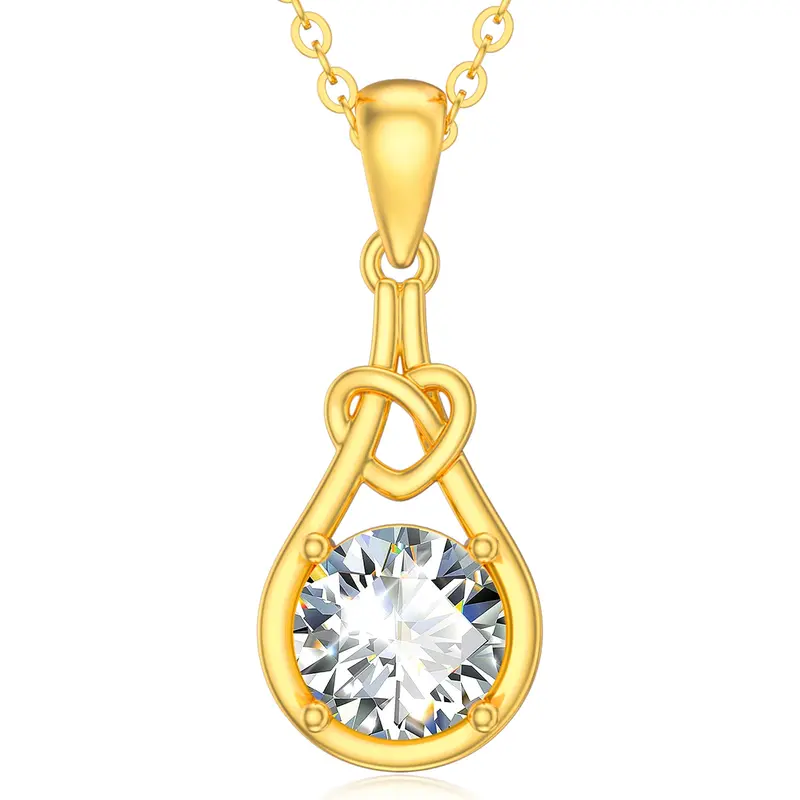14K Gold Moissanite Pendant Necklace