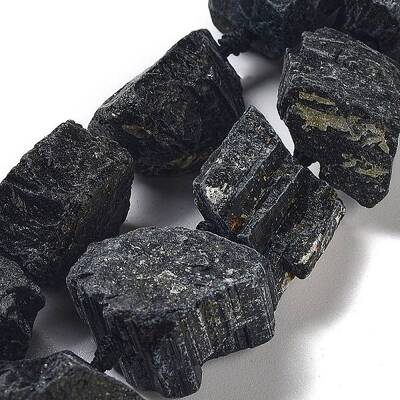 Raw Rough Natural Black Tourmaline Beads Strands