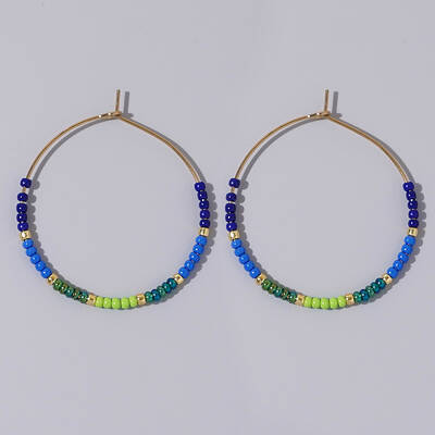 Glass Colorful Beads Hoop Earrings for Women