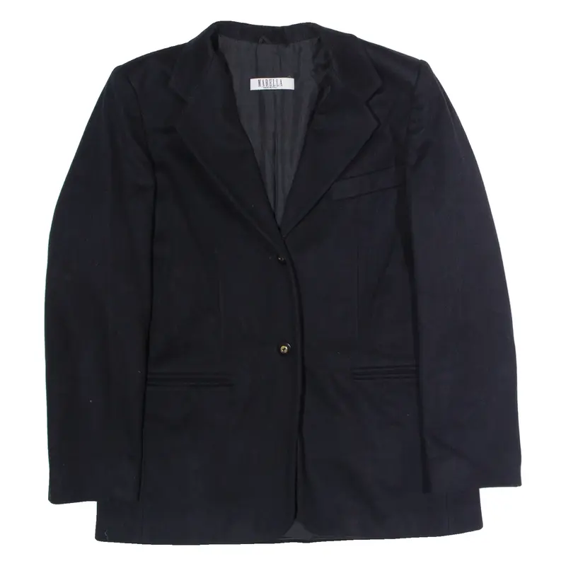 MARELLA Womens Blazer Jacket Black Wool UK 16