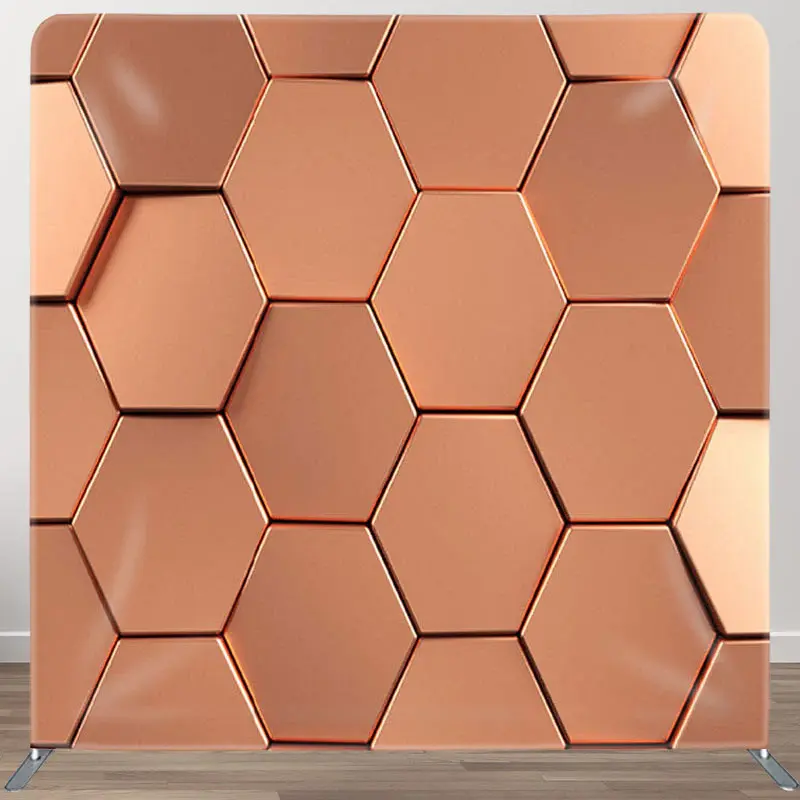Aperturee Gold Hexagon Wall Fabric Backdrop Cover For Party - Aperturee