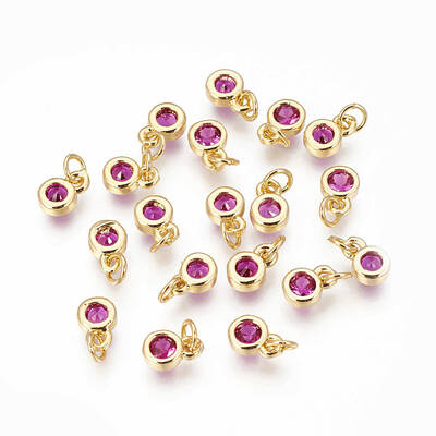 Brass with Single Cubic Zirconia Charms