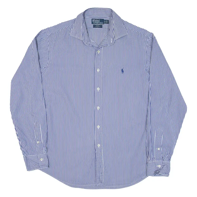 POLO RALPH LAUREN Regent Custom Fit Mens Shirt Blue Striped Long Sleeve L