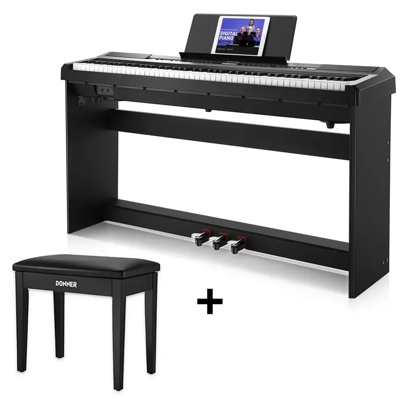Donner DEP-20 Weighted Digital Piano - Black / Piano+Bench