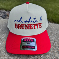 4th of July Embroidered Canvas Trucker Hat  Red White  Brunette