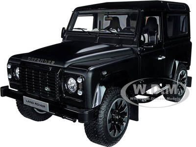 Land Rover Defender 90 Works V8 Matt Black with Gloss Black Top 70th Edition 1/18 Diecast Model Car by LCD Models