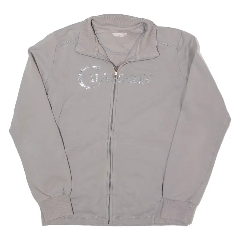 CHAMPION Rhinestone Track Jacket Grey Womens M