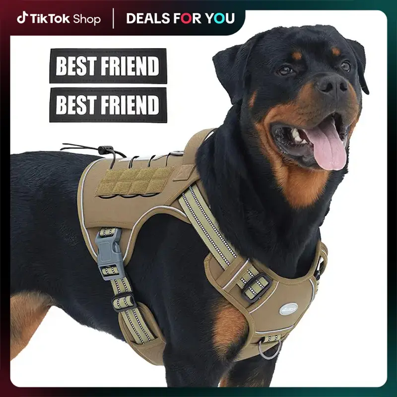AUROTH Tactical Dog Harness for Small to Large Dogs , Durable Reflective Dog Harness, Easy to Control, Large Dogs No Pull Adj...