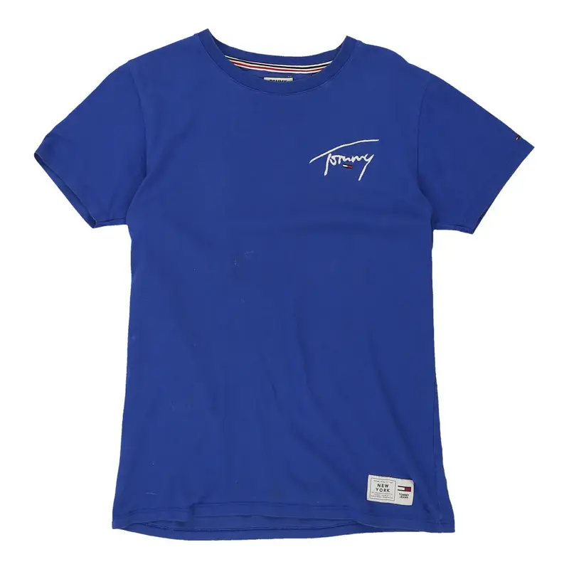 Tommy Jeans Spellout T-Shirt - Small Blue Cotton